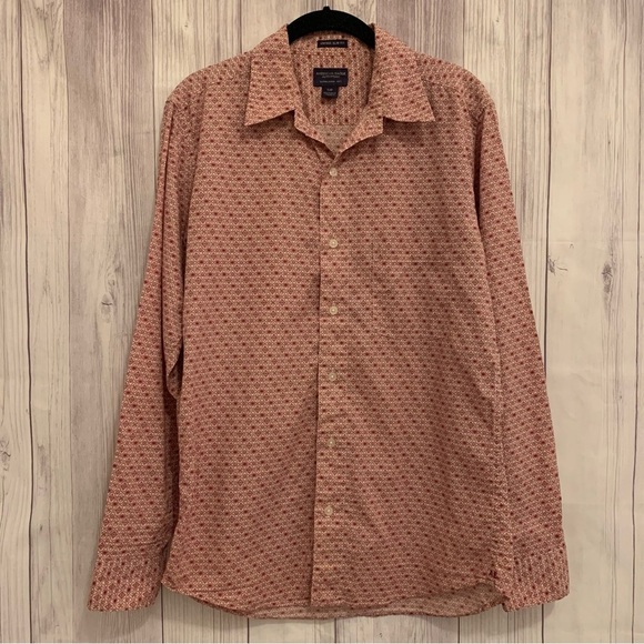 American Eagle Vintage Slim Fit Red Patterned Button Down Shirt Long Sleeve S - Picture 1 of 6